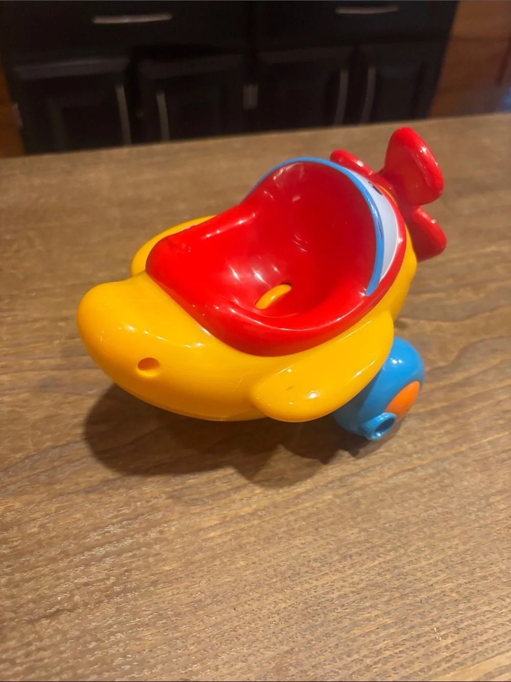 Fisher-Price Bright Yellow and Red Toddler Push Airplane with Blue Wheels